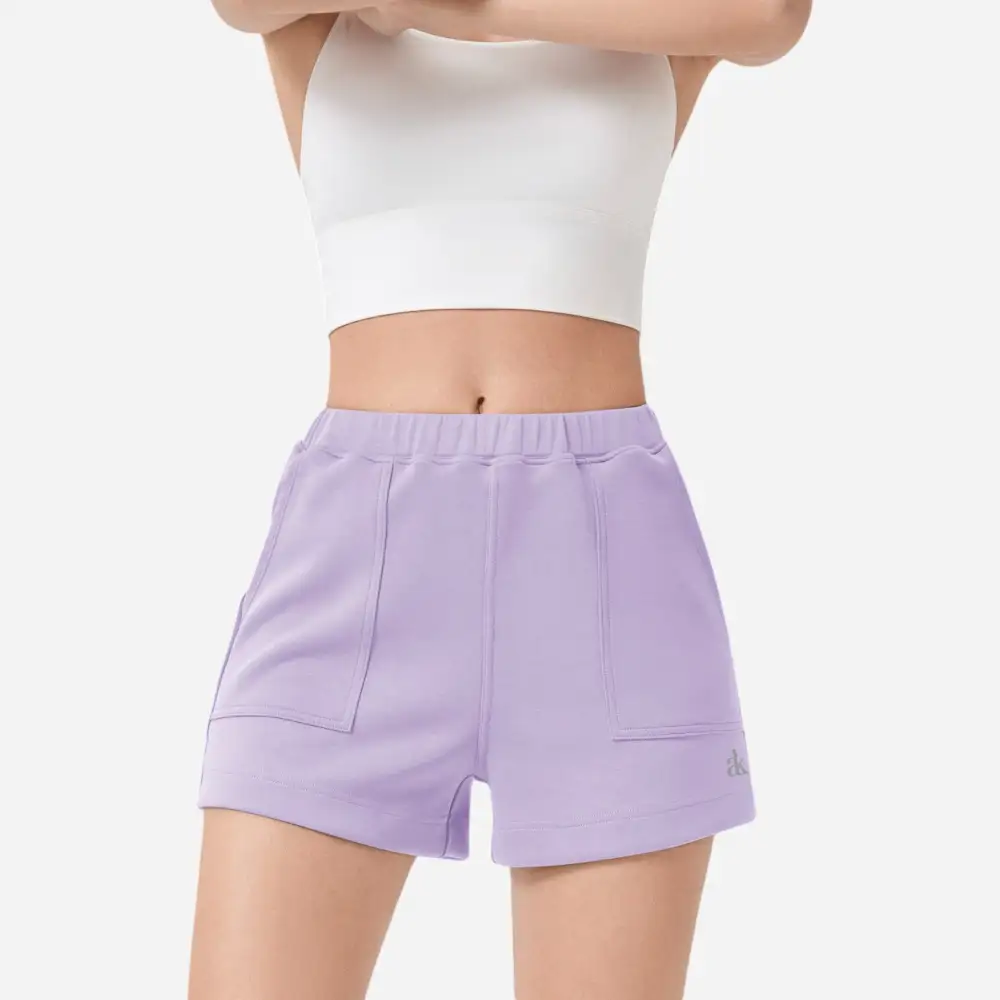 High-Waist Elastic-Waist Side-Pocket Casual Shorts