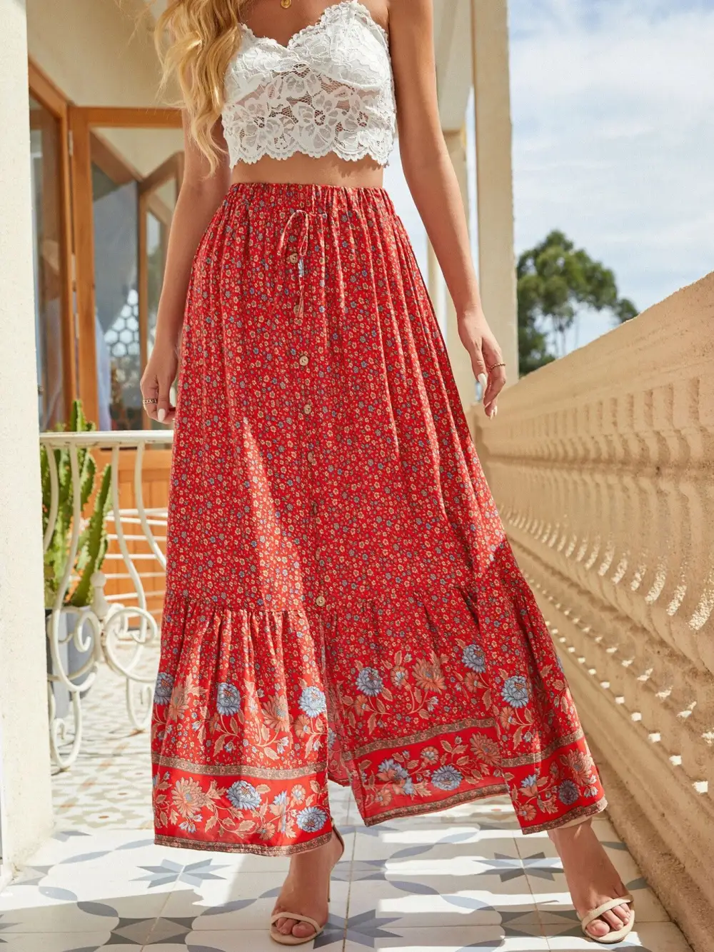Print Slit Skirt
