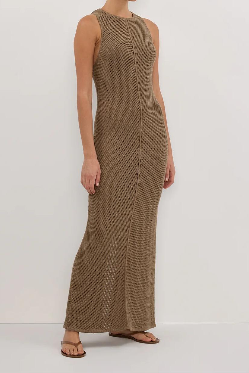 OLIVE CROCHET KNIT MAXI DRESS