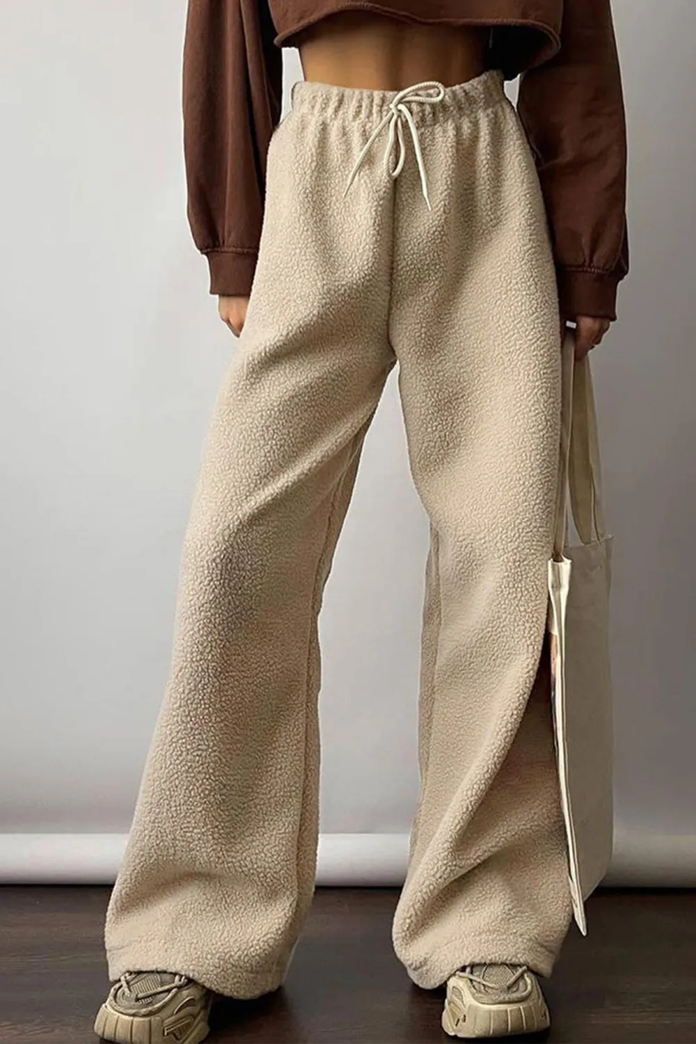 Plush Boucle Wide Leg Pants
