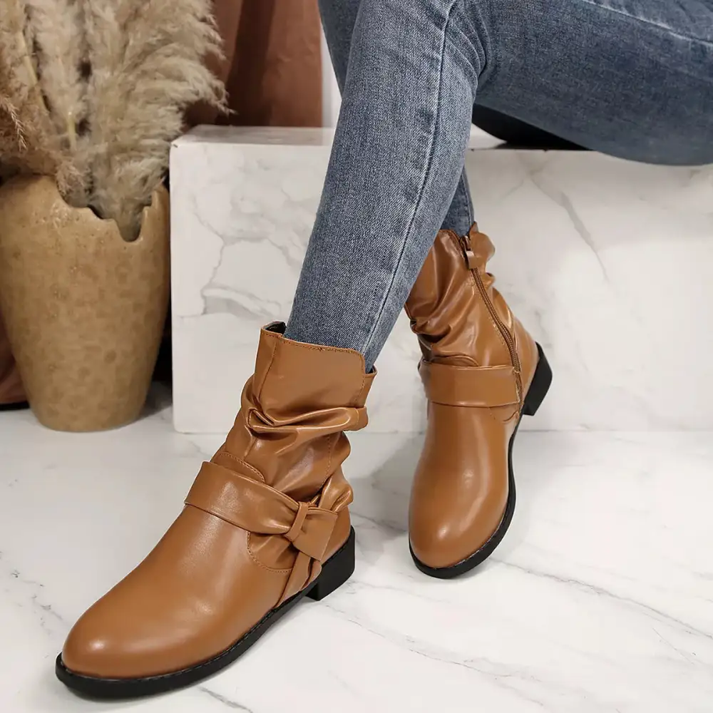 Round Toe Low Heel Boots