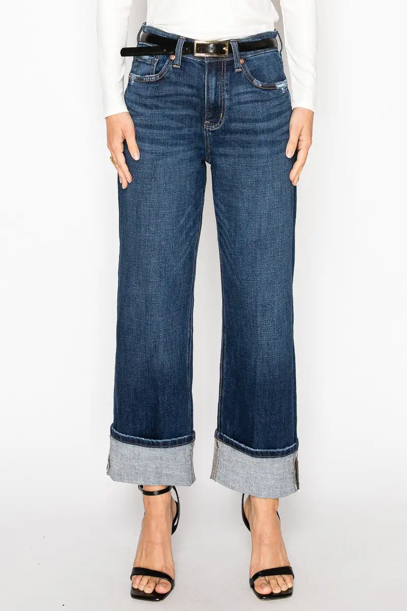 High Rise Straight Leg Relaxed Denim Jeans