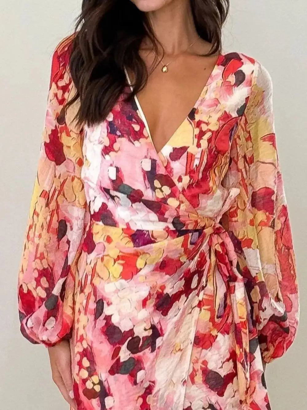 Tie Waist Long Sleeve Dress Casual
