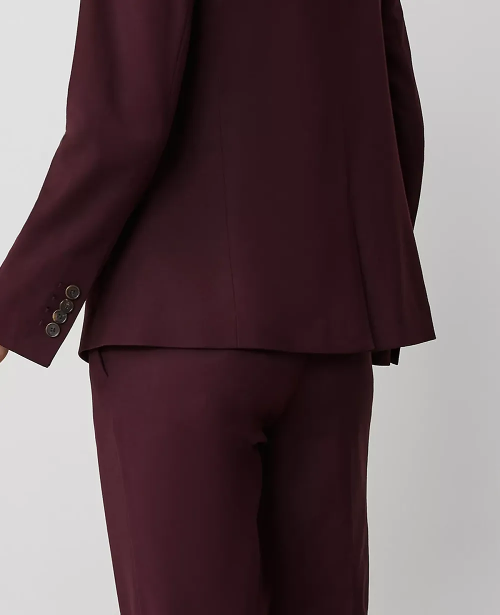 The Notched One Button Blazer In Wool Blend Stretch