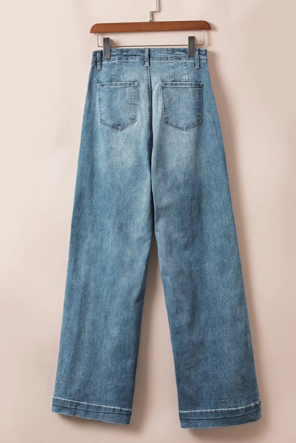 High-Waist Washed Straight Leg Jeans