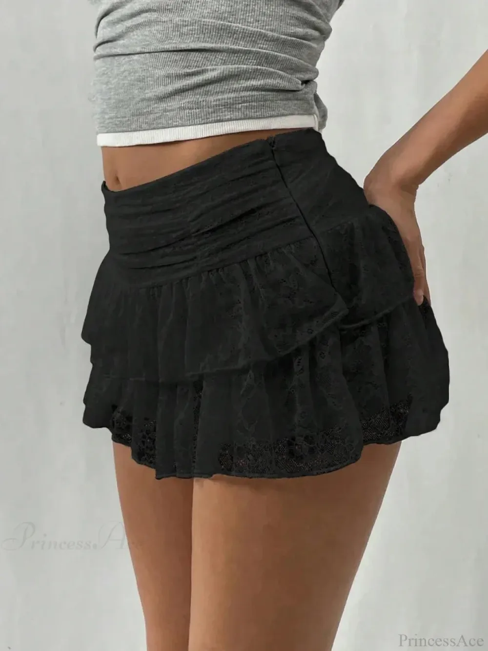 Layered Lace Printed Tiered Skirt