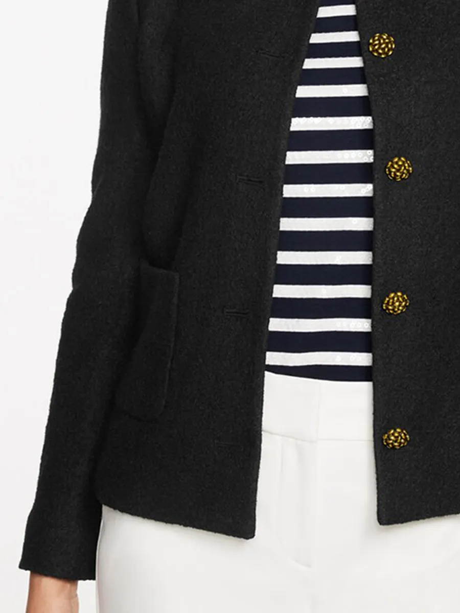 Women's Stylish Wool Buttoned Short Coat