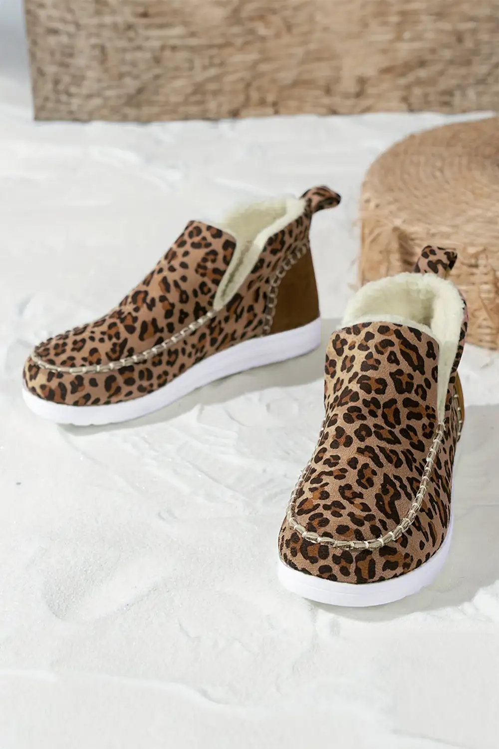 Leopard Fleece Lined Snow Boots