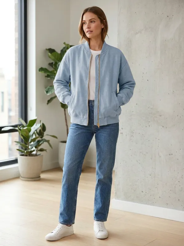 Zip-Front Minimal Women's Casual Jacket