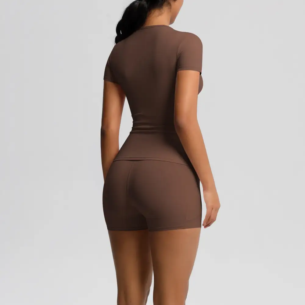 Brushed Short-Sleeve Top, Trousers and Shorts Active Set