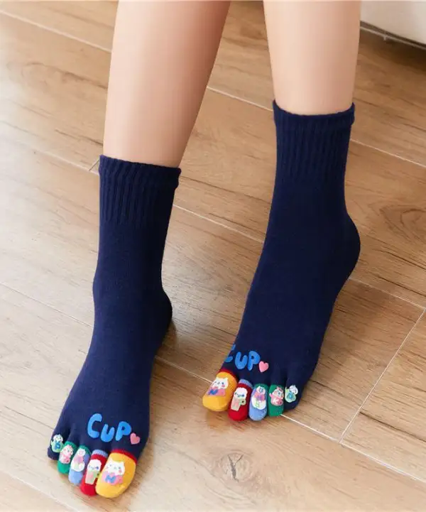 Boho Cartoon Cotton Mid Toe Socks