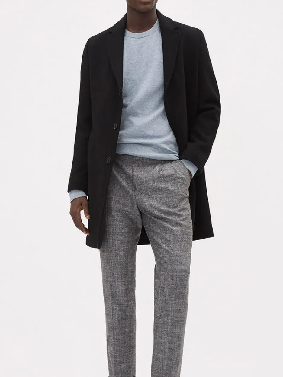 Silky Blue Long-Sleeve Crew-Neck Sweater