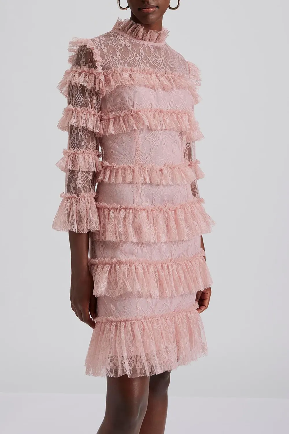 Tiered Fringe Lace Mini Dress