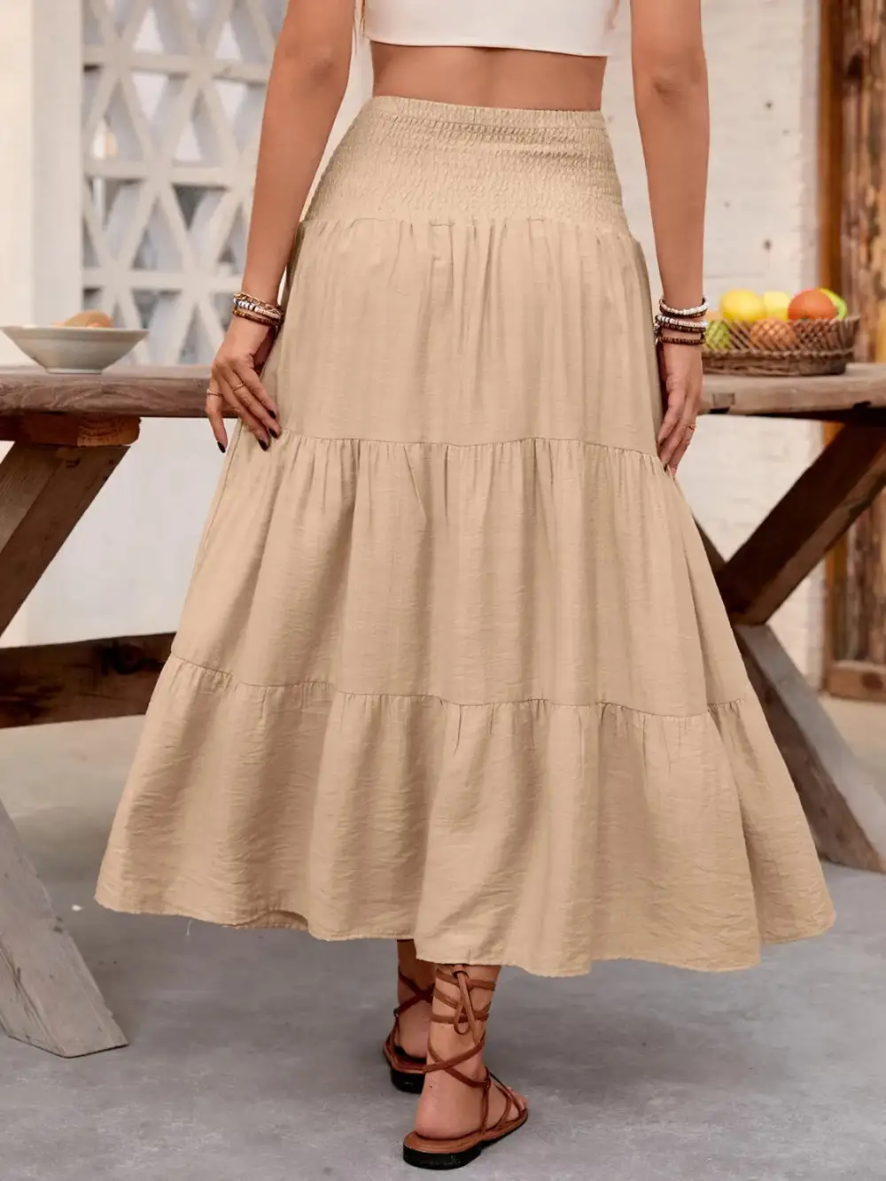 Fine Smocked Tiered Skirt