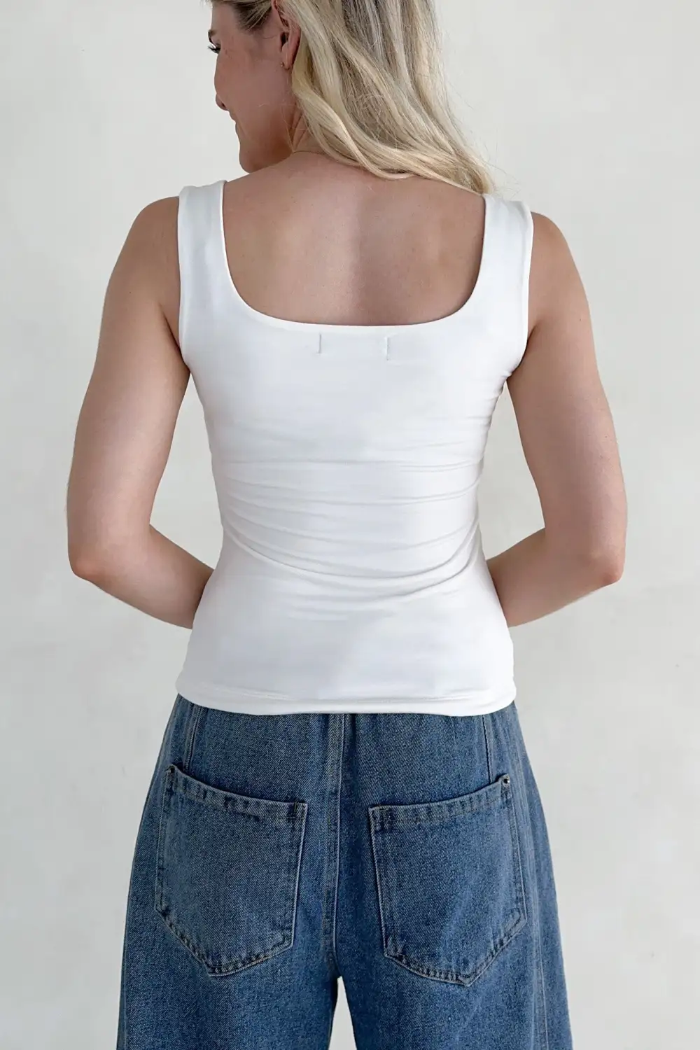 Neat Finish Soft Square Neck Tank Top