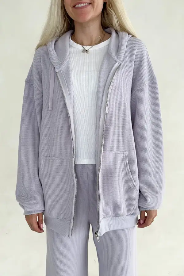 Smooth Waffle Knit Hoodie