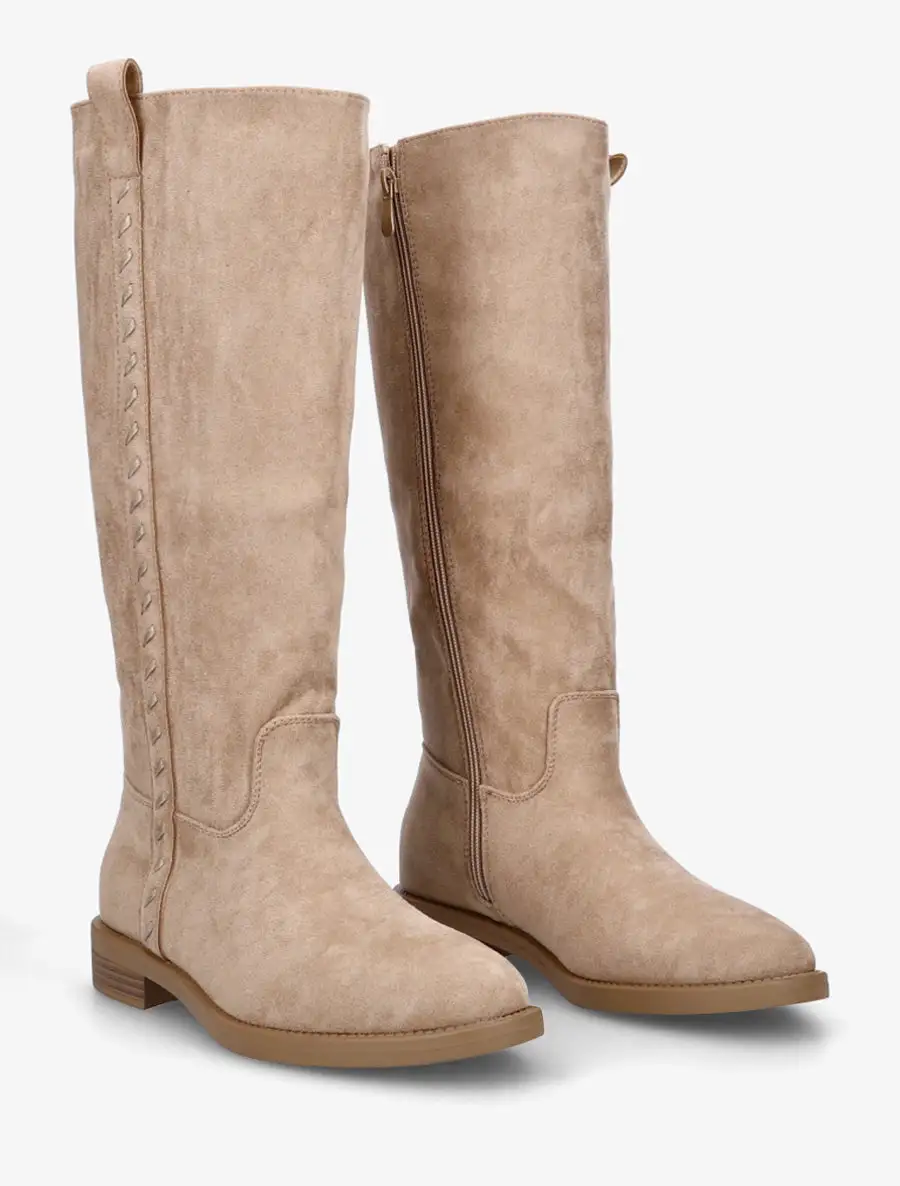 Urban Block Heel Faux Suede Knee High Boots