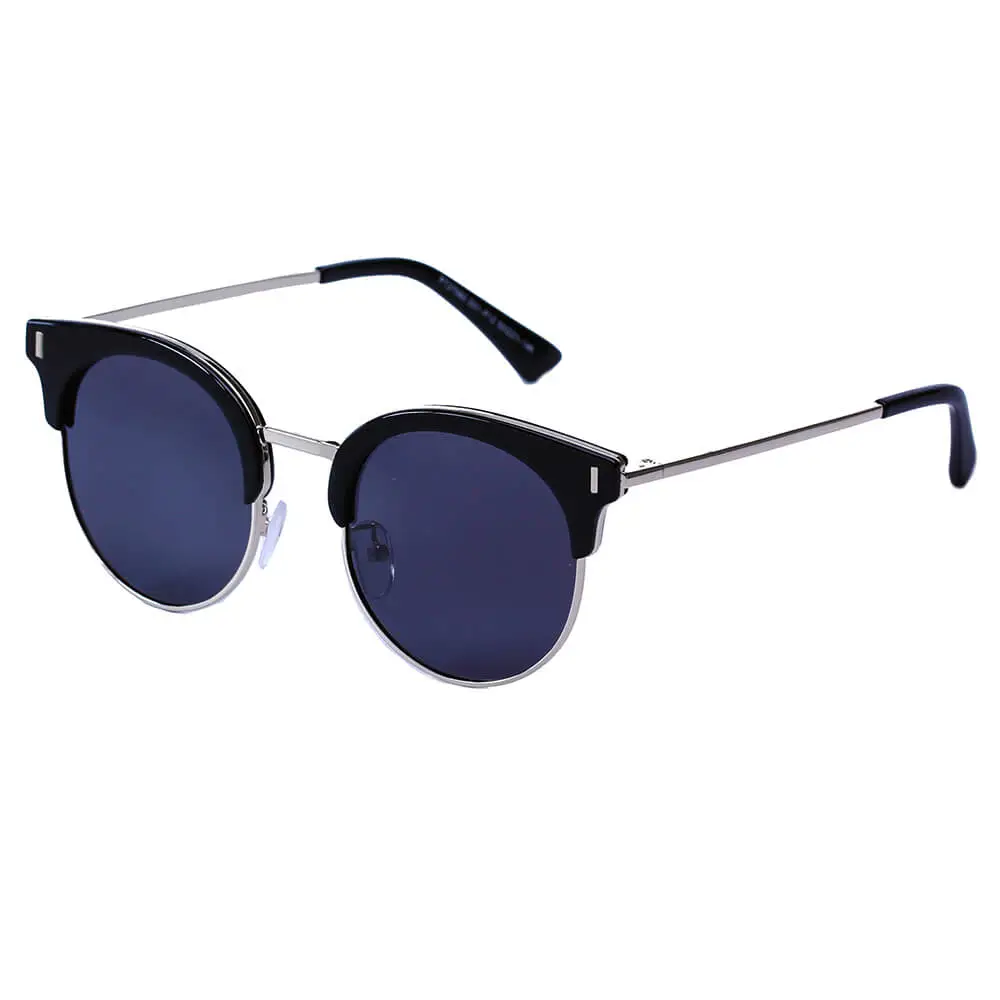 Classic Polarized Half Frame Round Cat Sunglasses
