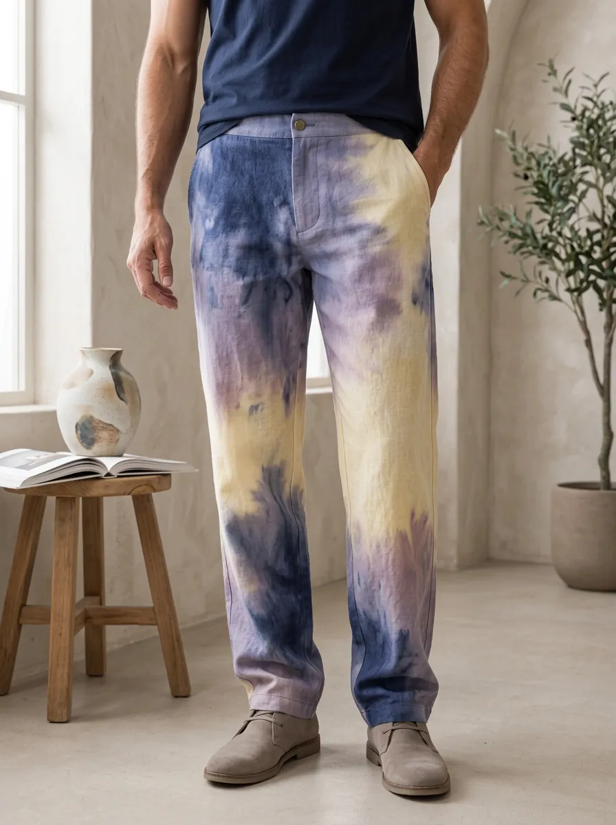 Men's Tie-Dye Straight-Leg Trousers