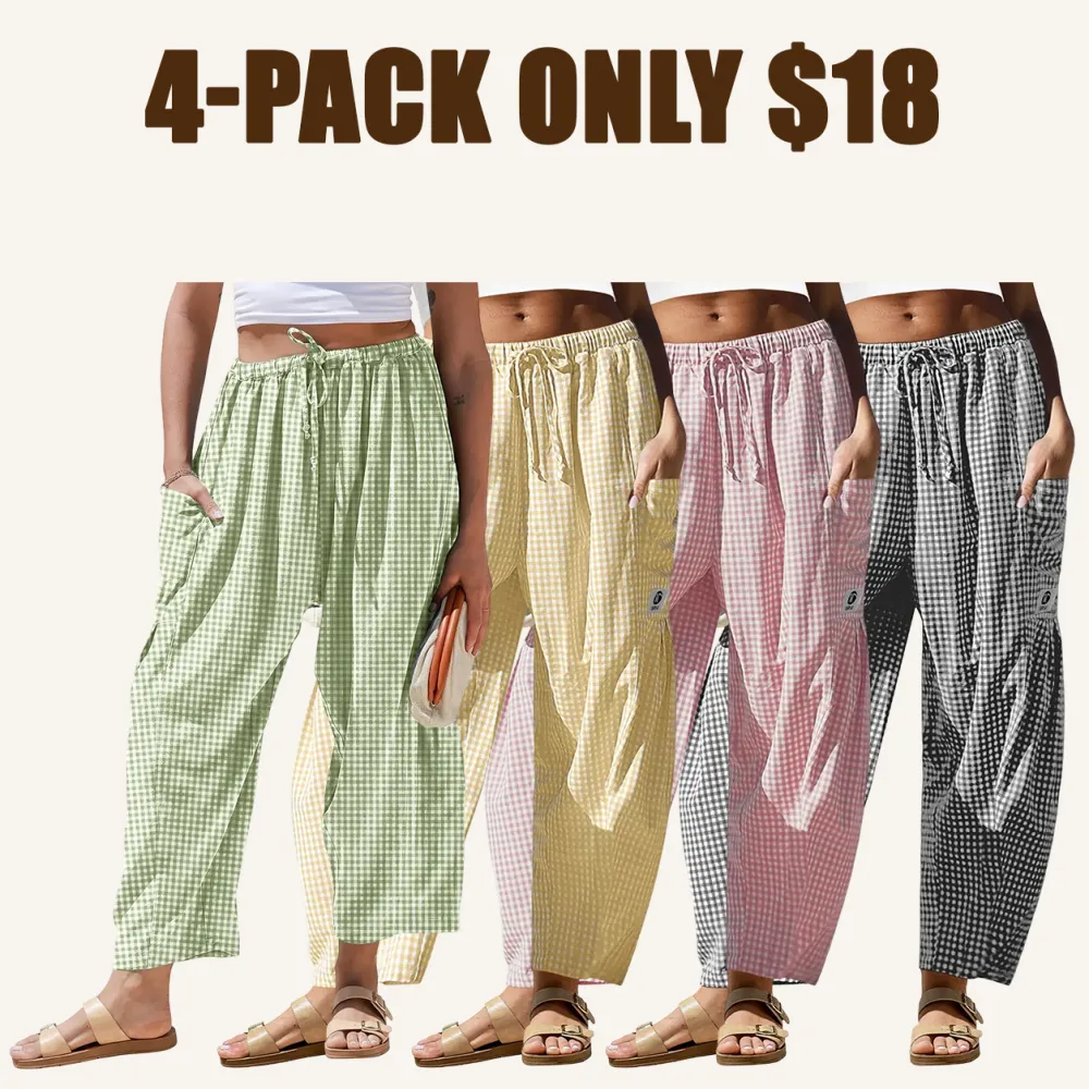 Women's Wide Leg Gingham Striped Plaid Pants