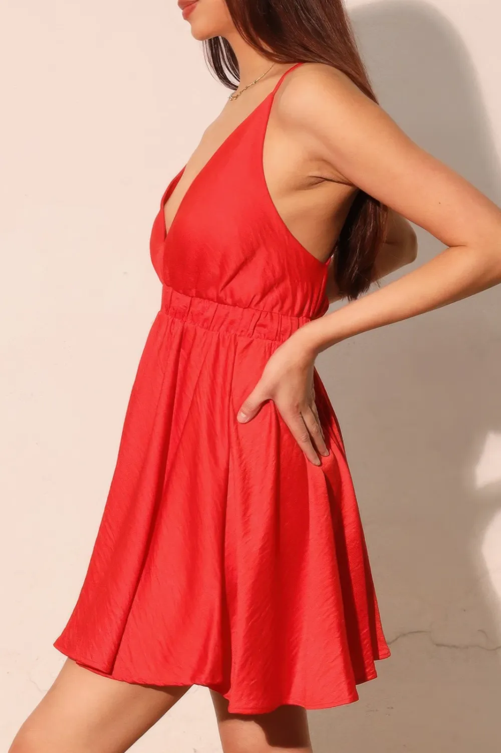 Satin Crepe Cami Skater Dress