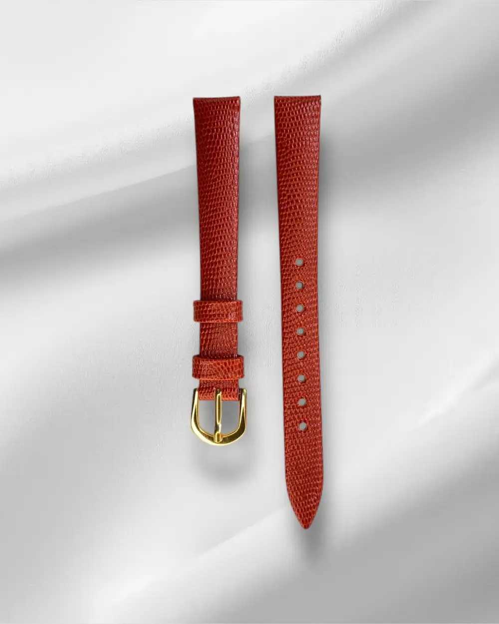 Lizard Embossed Tang Buckle Calf Leather Watch Strap