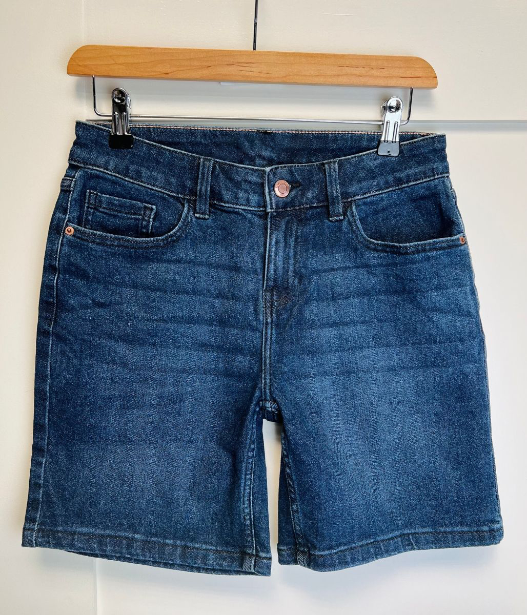 Inky Blue Denim Mid Length Boy Shorts