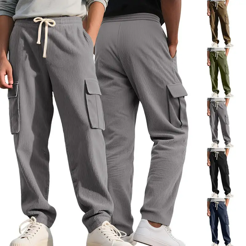 Men's Casual Utility Cargo Waistband Pockets Cargo Pants