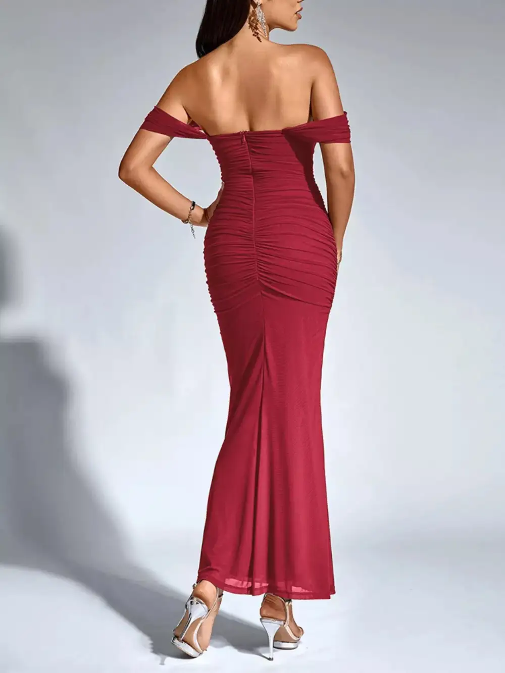 Structured Shape Ruched Maxi Dress