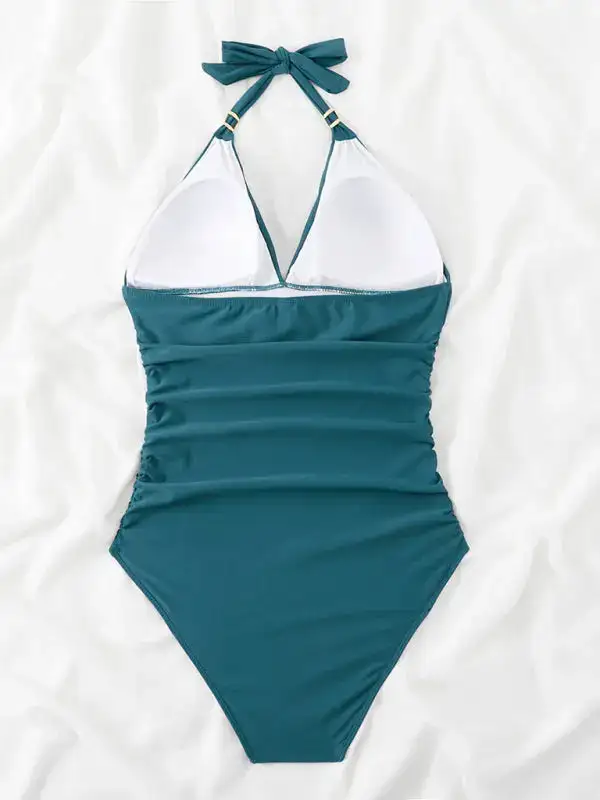 Modest Halter Backless One Piece Swimsuit
