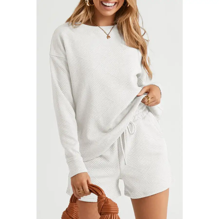 Relaxed Round Neck Dropped Shoulder Top and Shorts Set