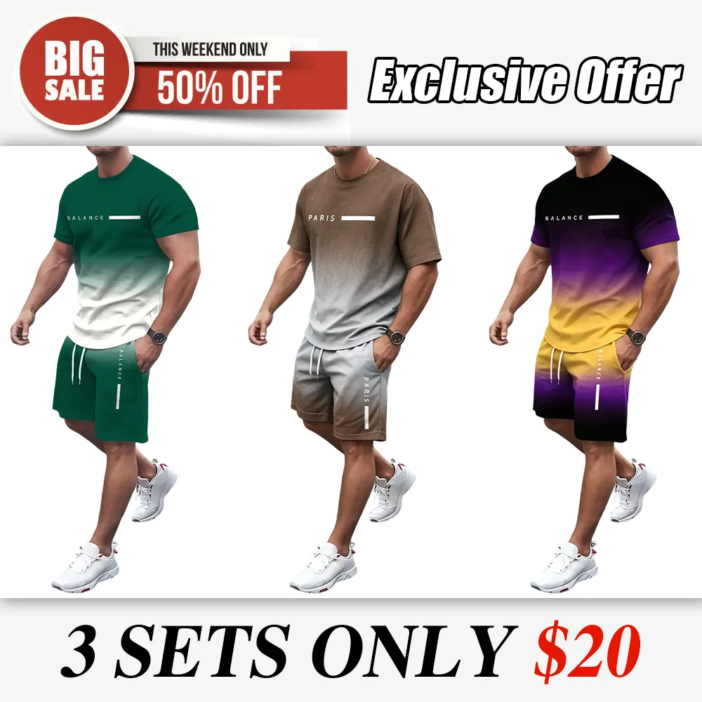 🔥 Men's Gradient Fitness Sets | Lightweight & Breathable Fabric, All-Day Comfort for Workouts