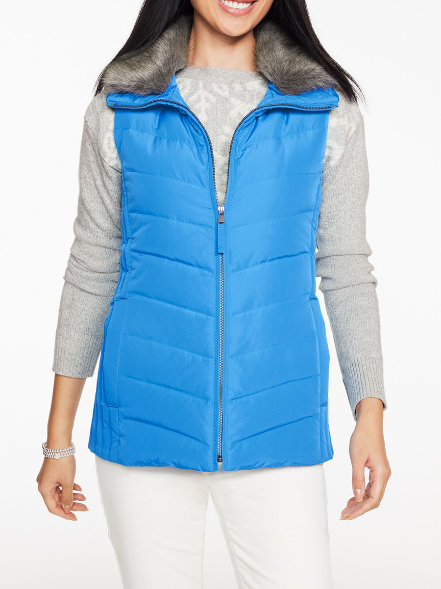 Lady's Simple And Warm Fur Lined Down Jacket
