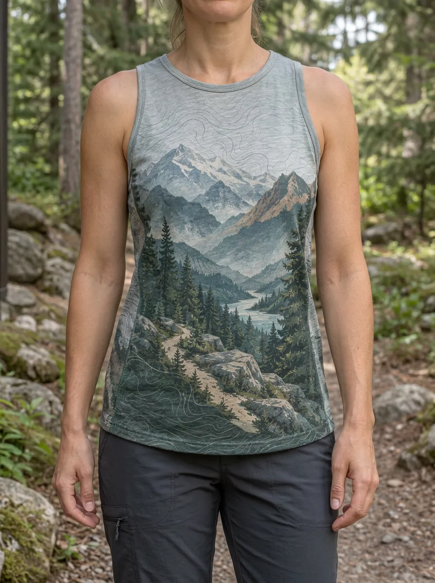 Women's Modern Hiking Nature Lover Mountain Forest Tank Top
