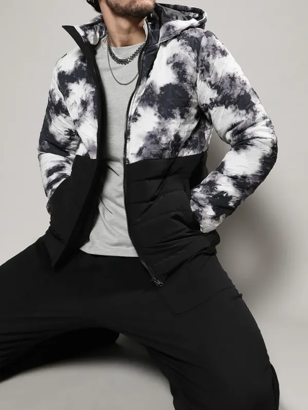 Tie Dye Patchwork Puffer Jacket