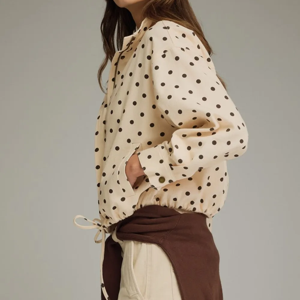 Relaxed Polka Dot Collared Jacket