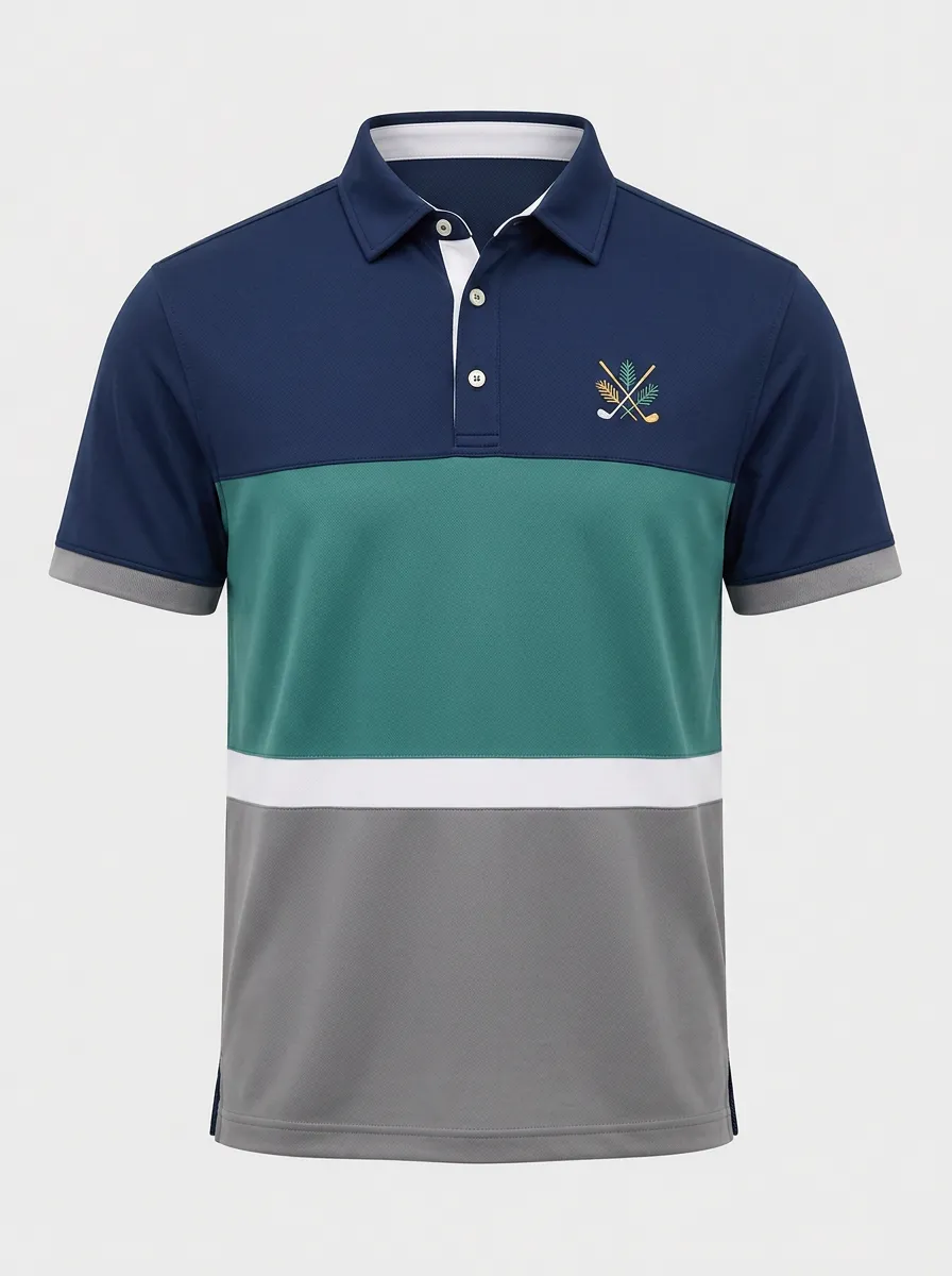 Men's Golf Lover Crossed Clubs Pine Printed Polo Shirt