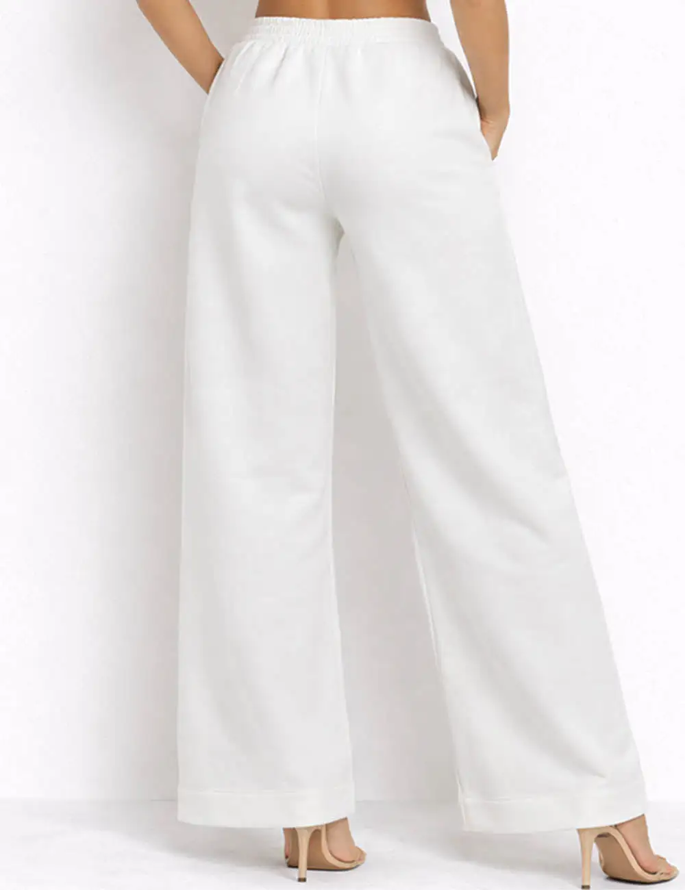 Everyday Letter Embroidery Elastic Waist Wide Leg Pants