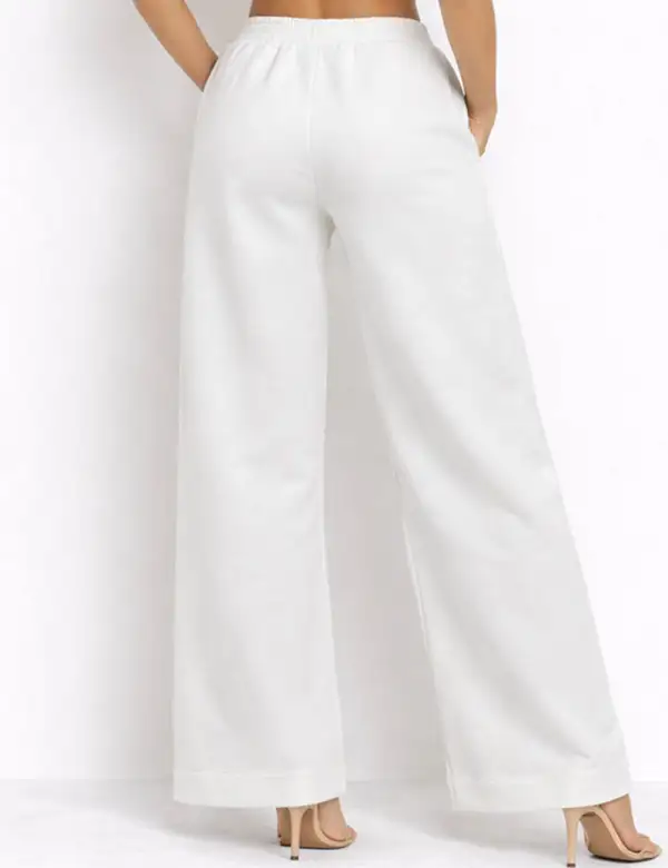 Everyday Letter Embroidery Elastic Waist Wide Leg Pants