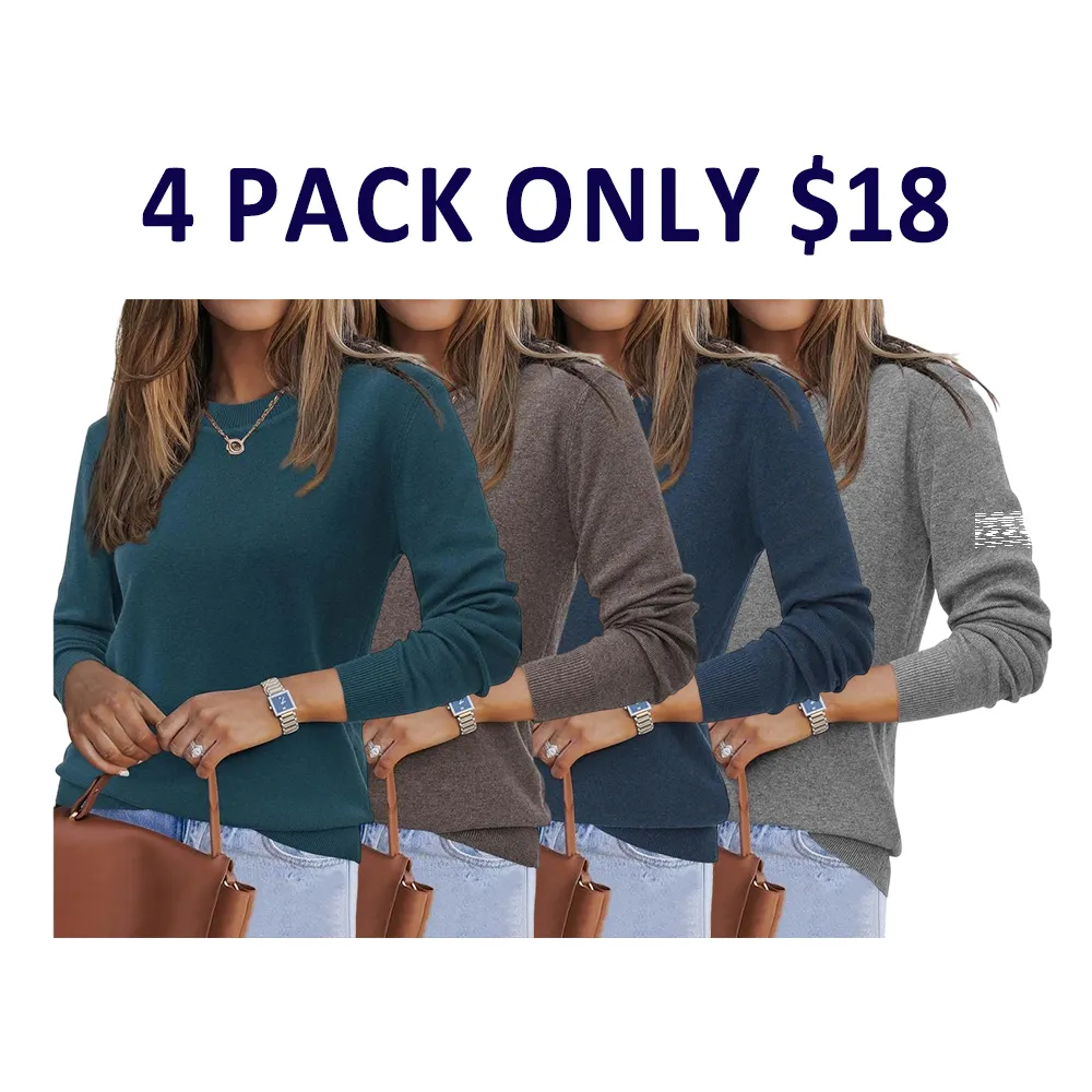 Women Spring Fashion Wool Blend Sweater 2025 Long Sleeve Crew Neck Business Casual Pullover Tops Trendy Outfits