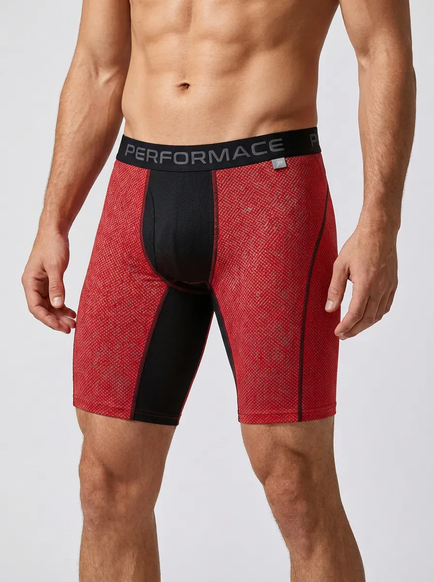 Men's Athletic Geometric Pattern Printed Boxer Briefs
