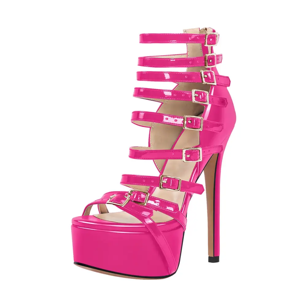 Buckle Strap Platform Stiletto Sandals