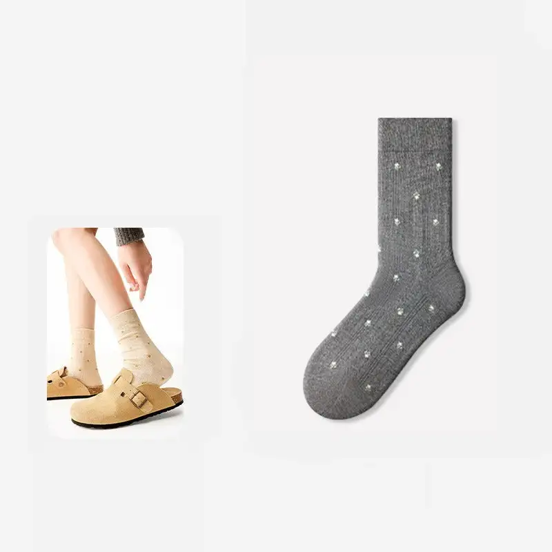 Dainty Floral Ribbed Crew Socks