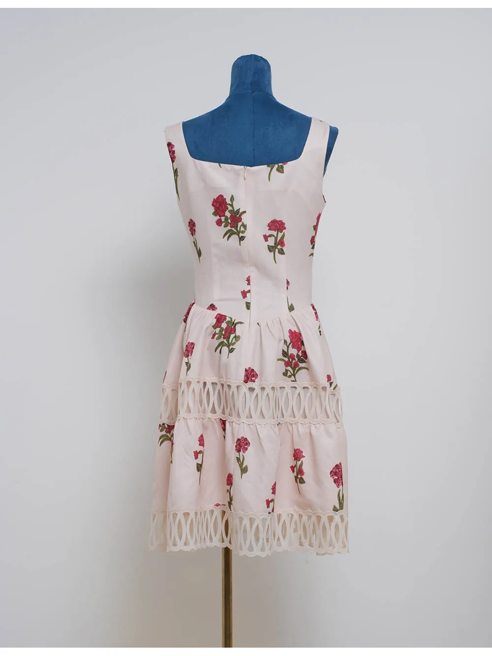 Romantic Lace Trim Square Neck Mini Dress