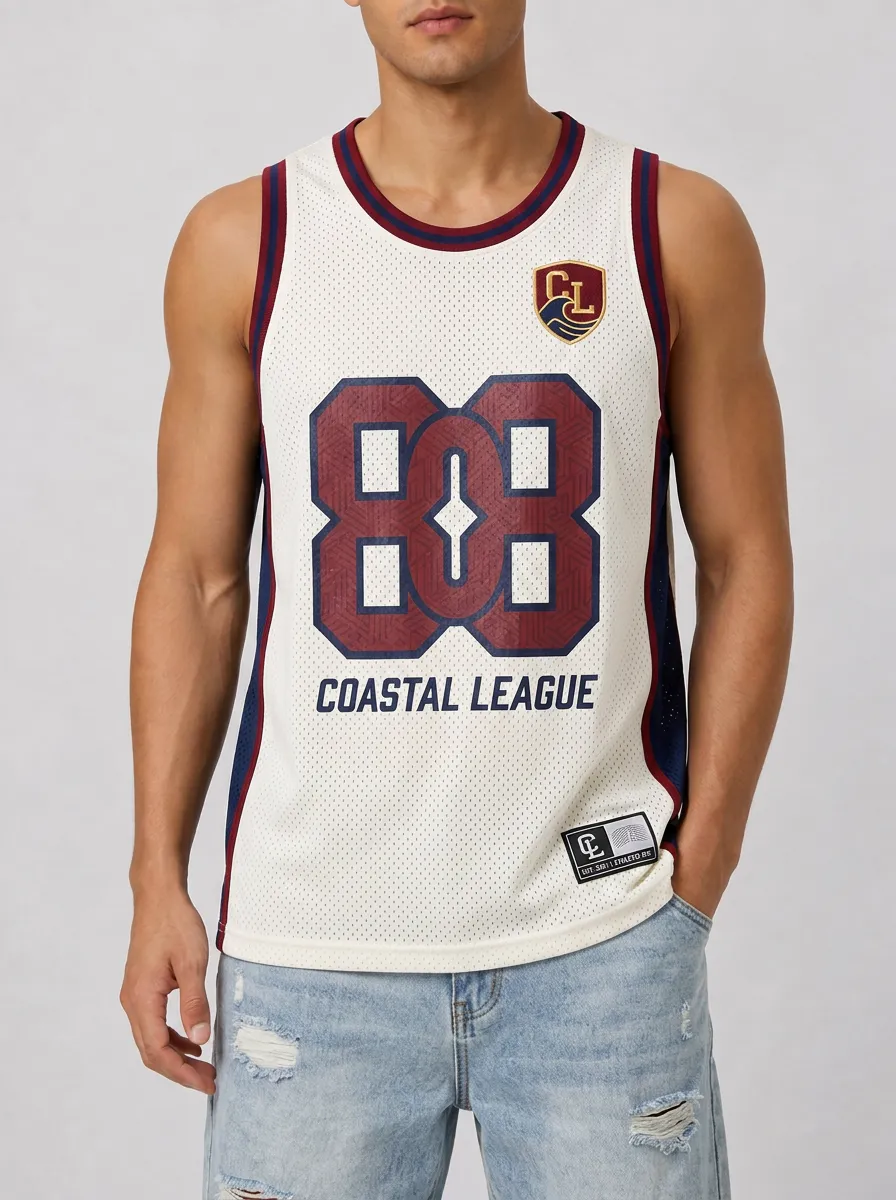 Men's Coastal League 88 Graphic Printed Mesh Tank Top