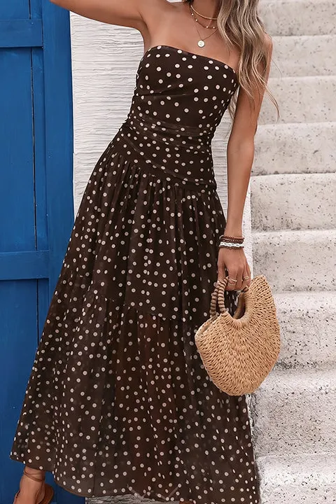 Dot Print Bandeau Resort Maxi Dress