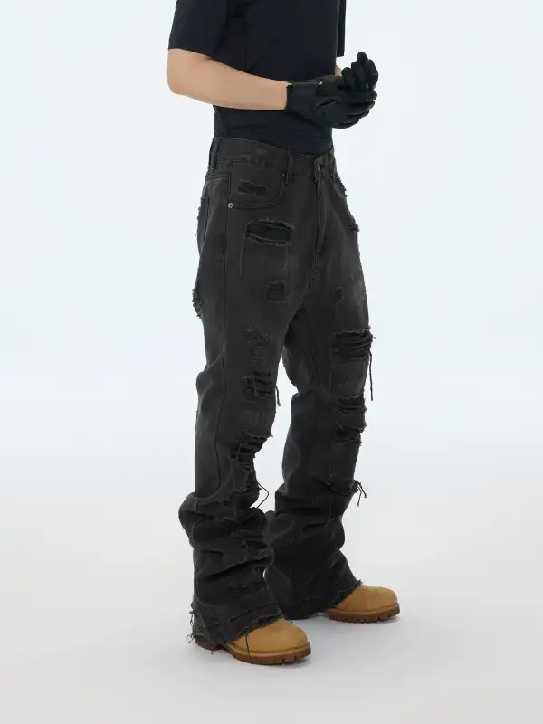 Destroyed Stacked Denim Jeans