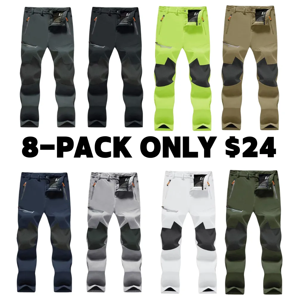 Men's Winter Pants Fleece Lined Ski Snow Pants Water Resistant 4 Zip Pockets Outdoor Work Pants FallFreshness Outdoorfun