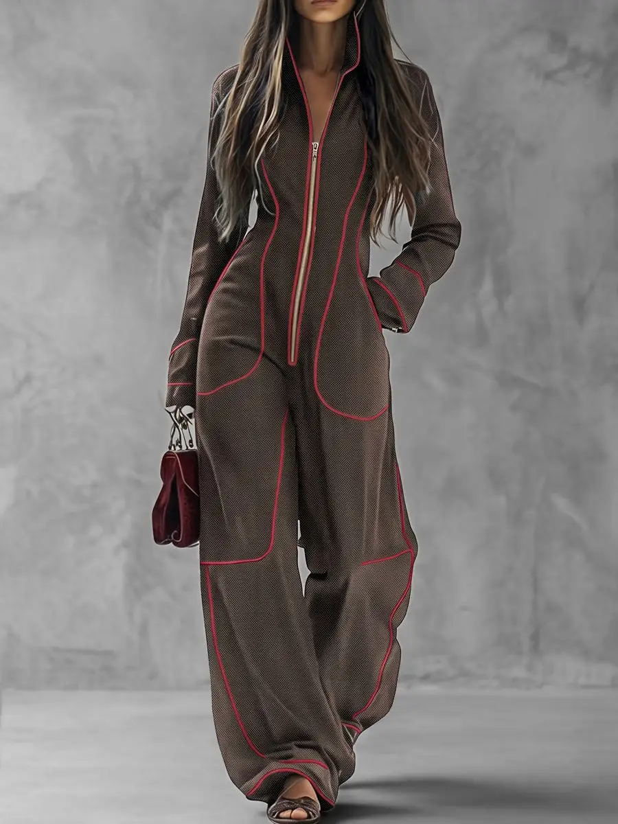 Jumpsuits Met Lange Mouwen En Wijde Pijpen Rits