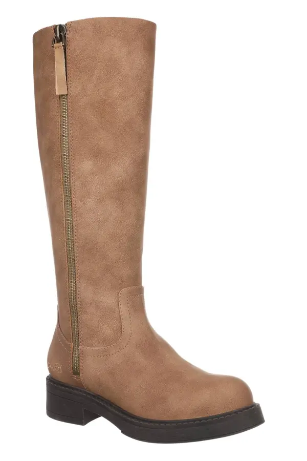 Faux Leather Zip Entry Tall Boots